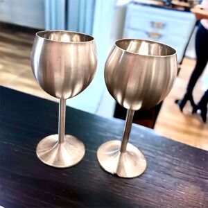 2 Silver Wine Goblets l New